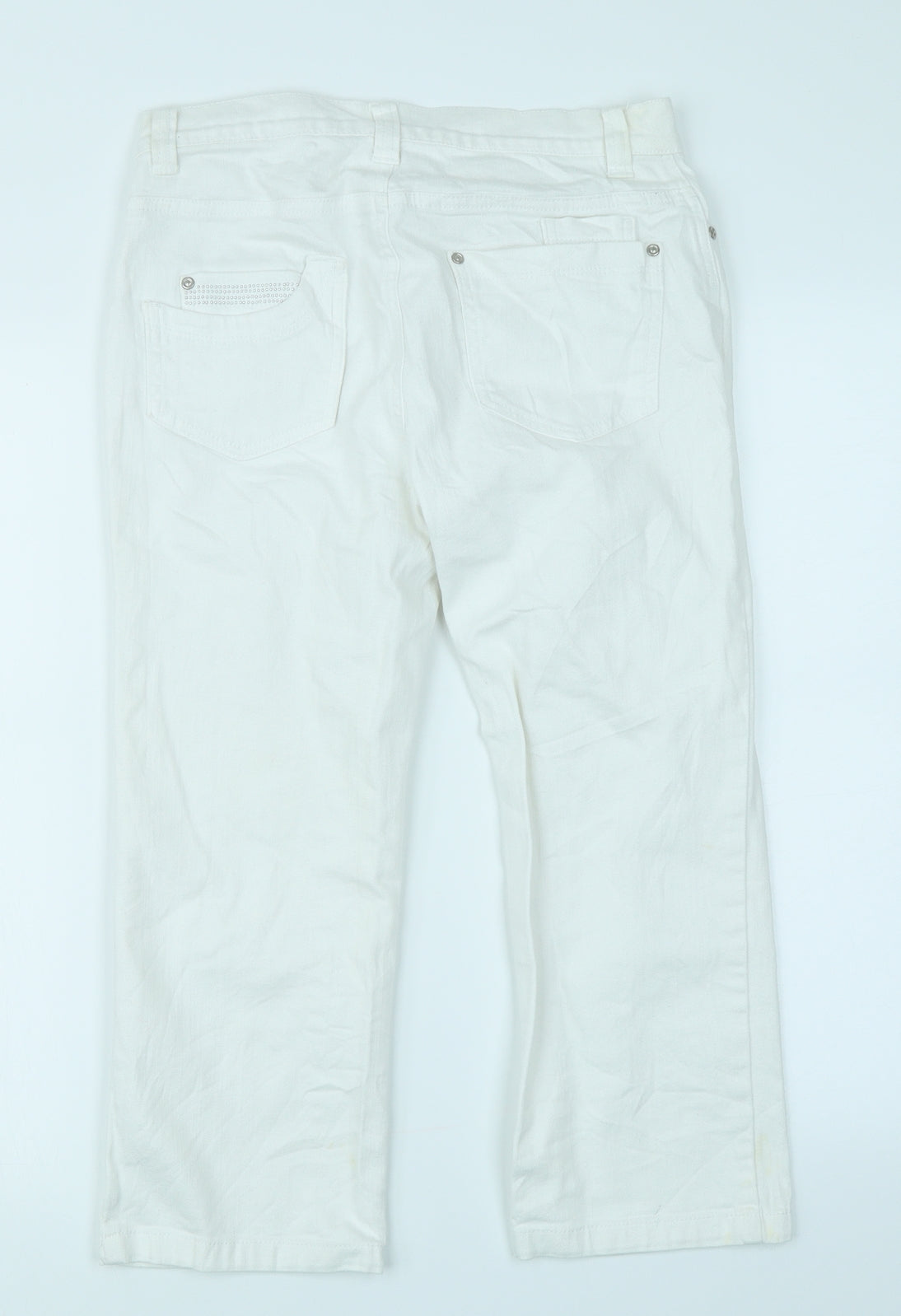 Womens UK Size 8 Marks & Spencer Regular Fit Capri White Jeans