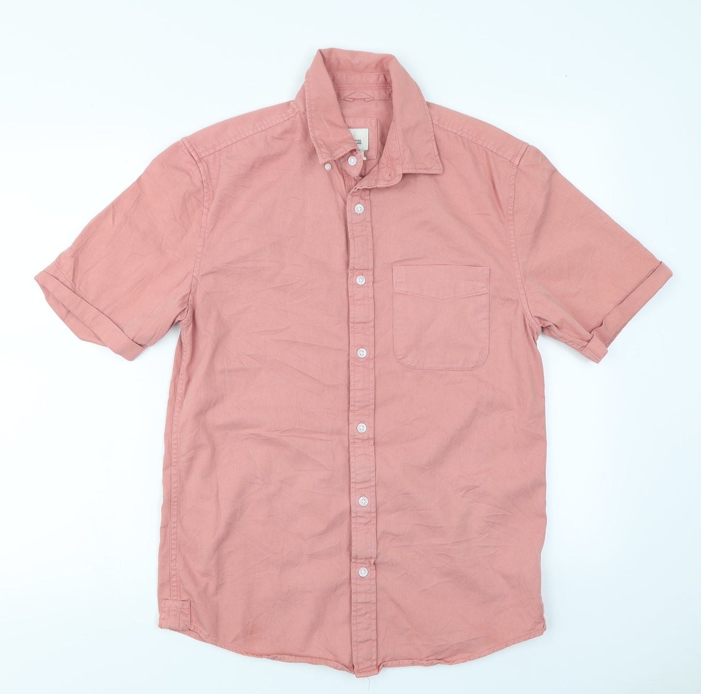 Mens UK Size S River Island Pink  Button-Up Short Sleeve Casual Shirt