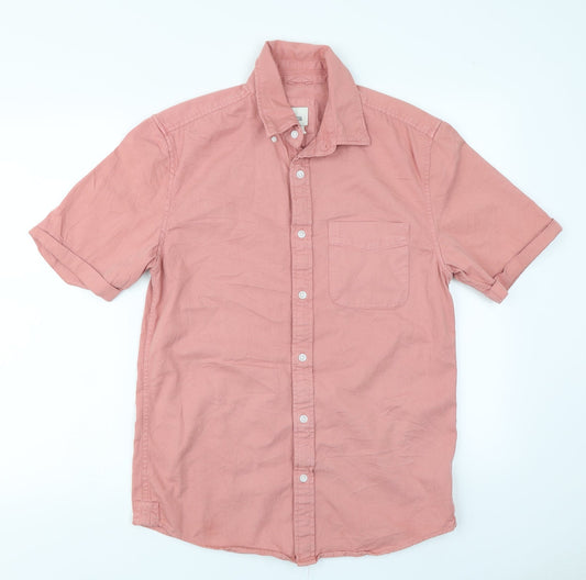 Mens UK Size S River Island Pink  Button-Up Short Sleeve Casual Shirt
