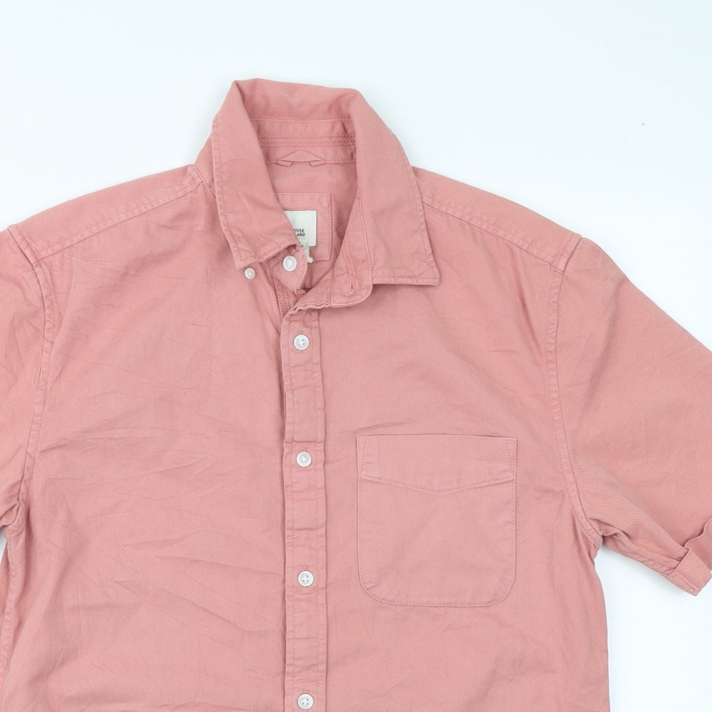 Mens UK Size S River Island Pink  Button-Up Short Sleeve Casual Shirt
