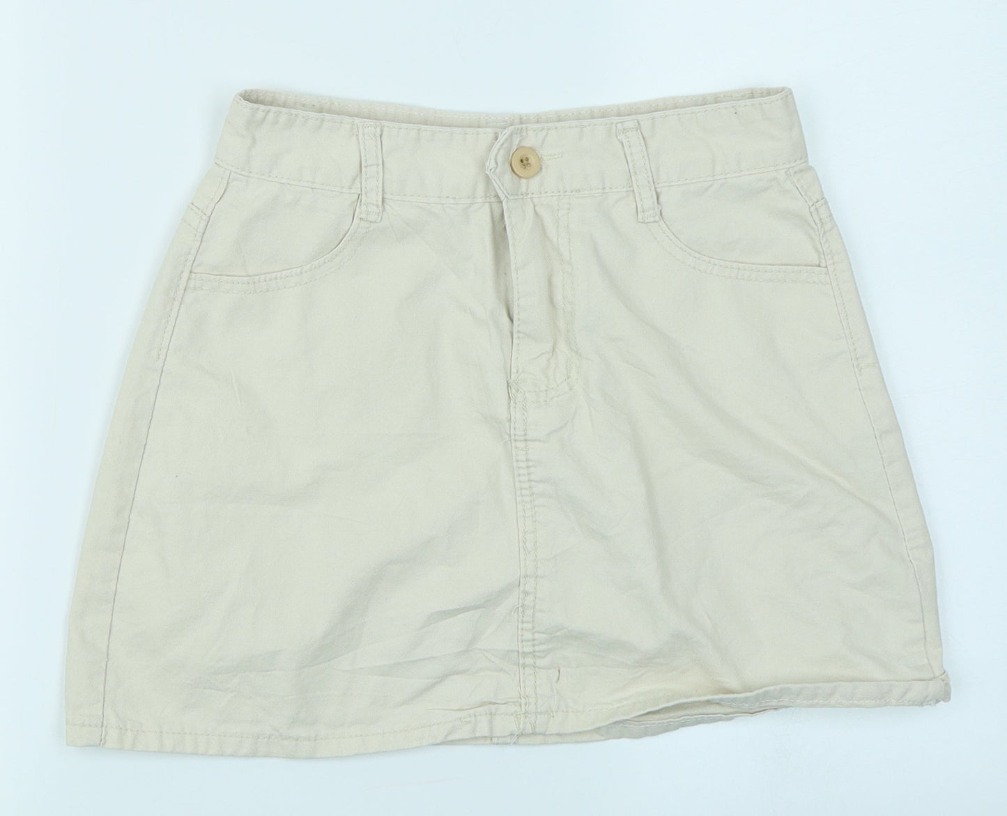 Jeans Womens Ivory  Denim A-Line Skirt Size L