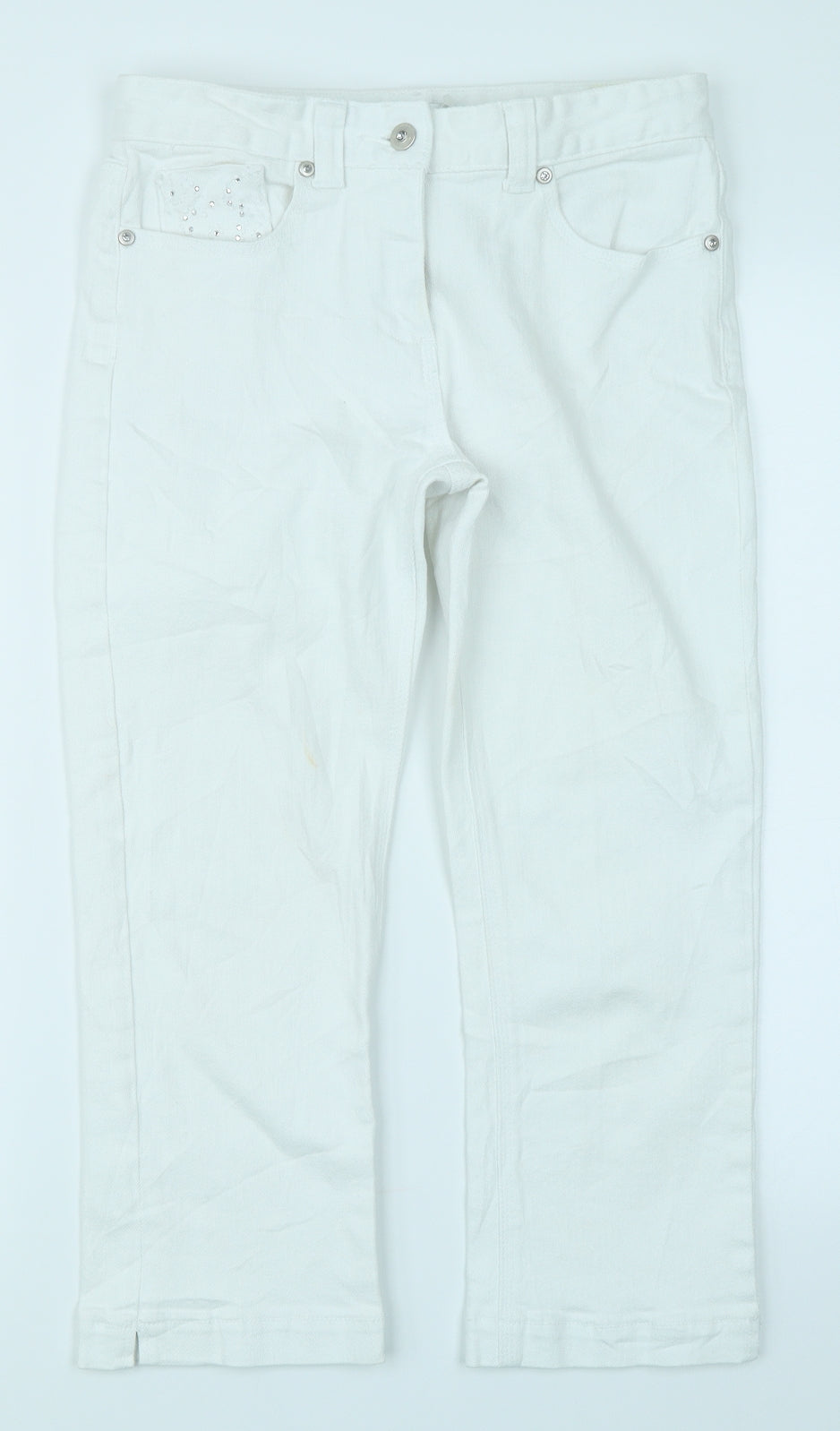 M&Co Womens White  Denim Capri Jeans Size 8 L20 in