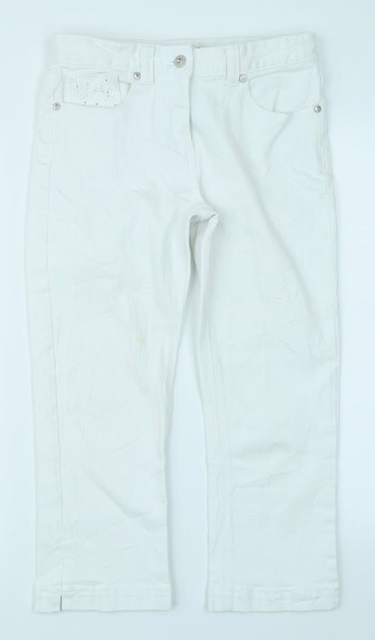 M&Co Womens White  Denim Capri Jeans Size 8 L20 in