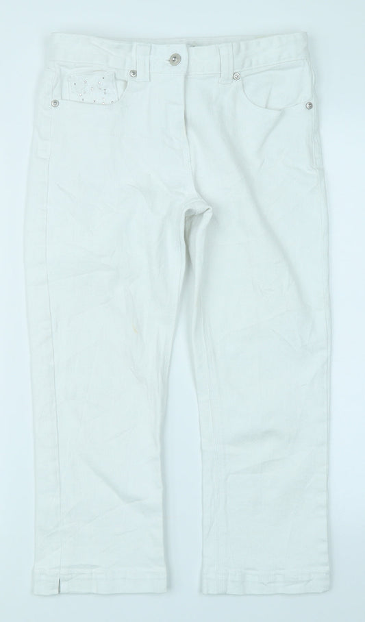 M&Co Womens White  Denim Capri Jeans Size 8 L20 in