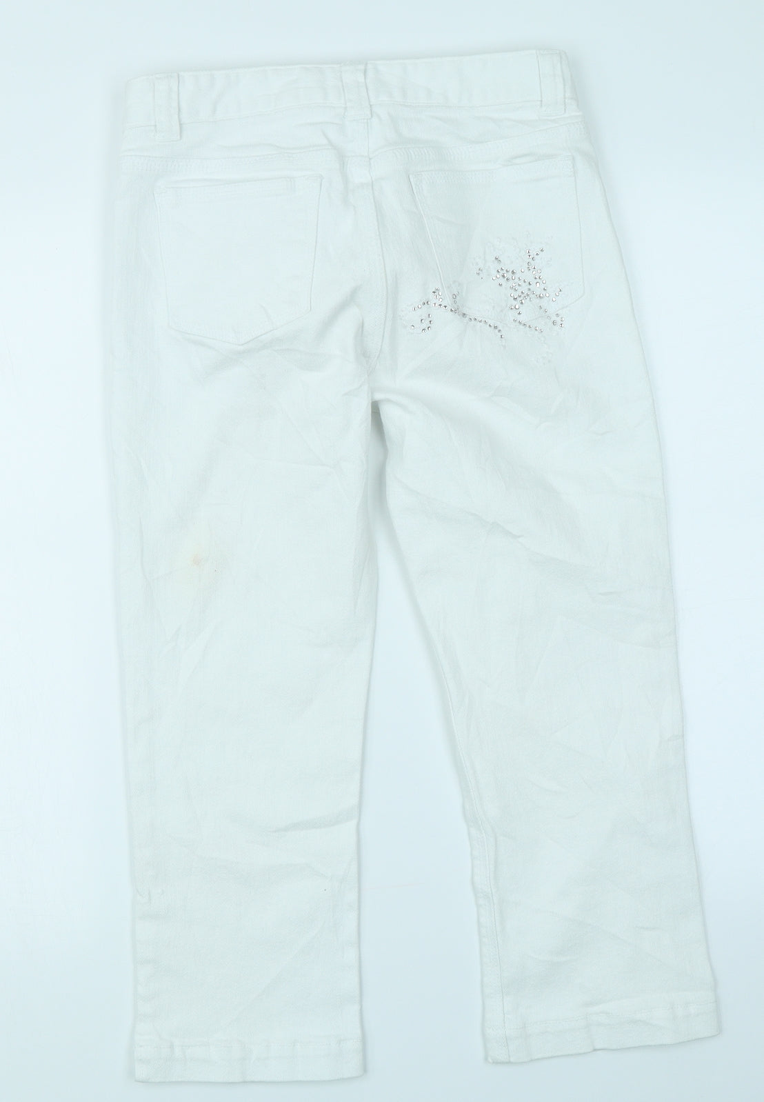 M&Co Womens White  Denim Capri Jeans Size 8 L20 in