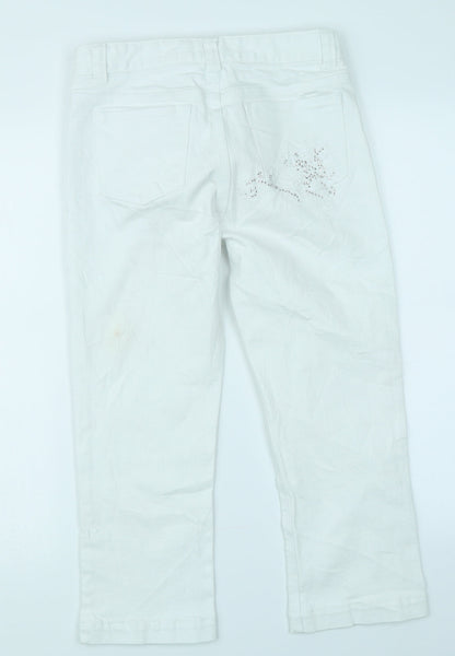 M&Co Womens White  Denim Capri Jeans Size 8 L20 in