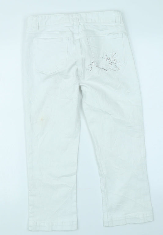 M&Co Womens White  Denim Capri Jeans Size 8 L20 in
