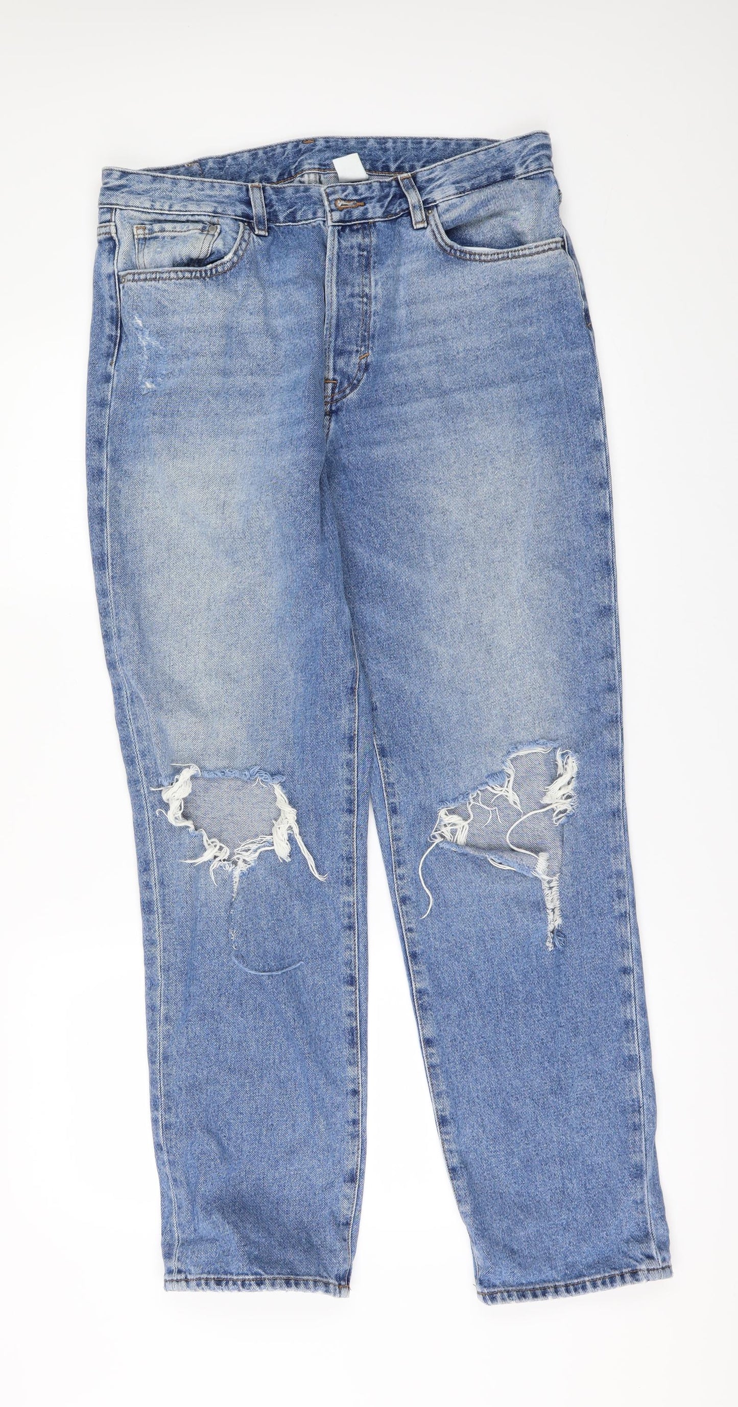 H&M Womens Blue  Denim Mom Jeans Size 32 in L29 in