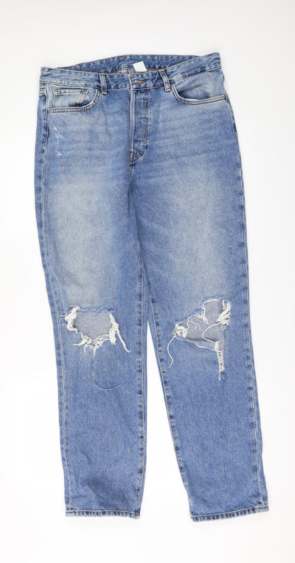 H&M Womens Blue  Denim Mom Jeans Size 32 in L29 in