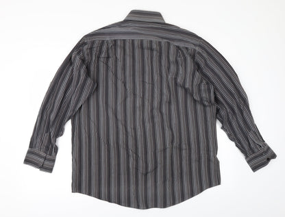 George Mens Grey Striped   Button-Up Size 16