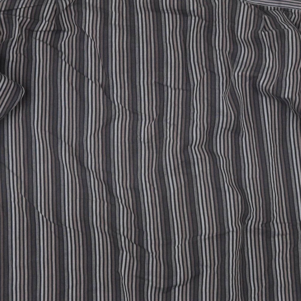 George Mens Grey Striped   Button-Up Size 16