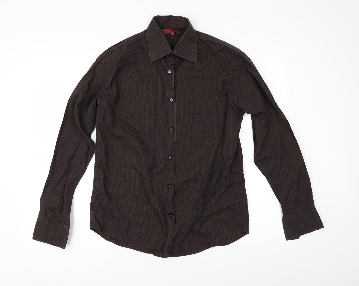 Mens UK Size S Debenhams Brown  Button-Up Long Sleeve Casual Shirt