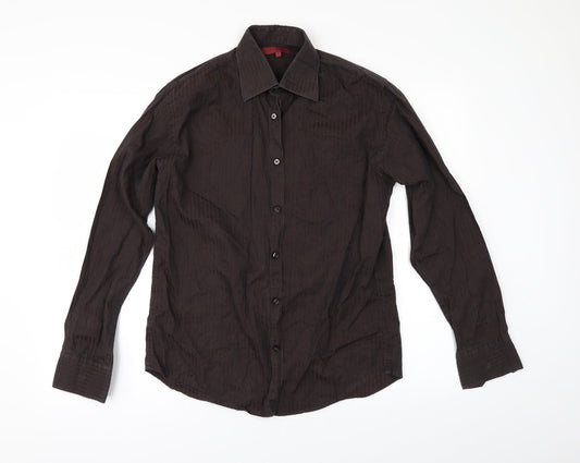 Mens UK Size S Debenhams Brown  Button-Up Long Sleeve Casual Shirt