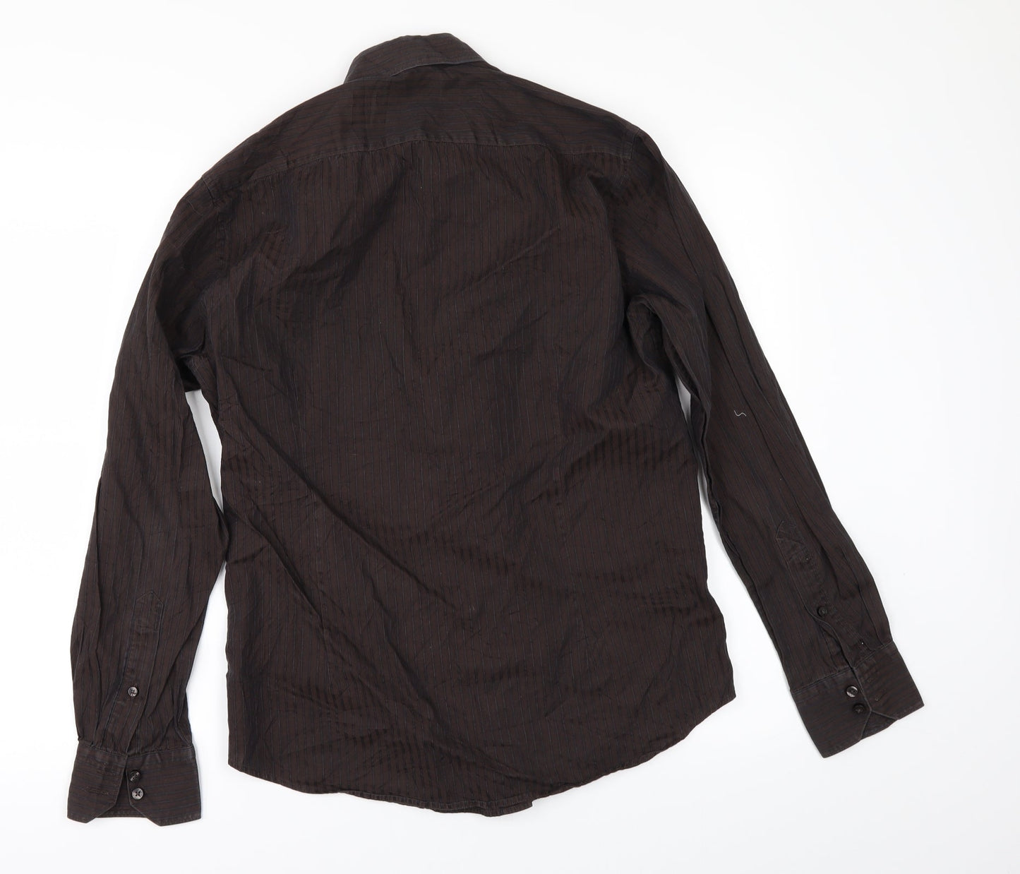 Mens UK Size S Debenhams Brown  Button-Up Long Sleeve Casual Shirt