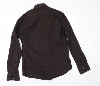 Mens UK Size S Debenhams Brown  Button-Up Long Sleeve Casual Shirt