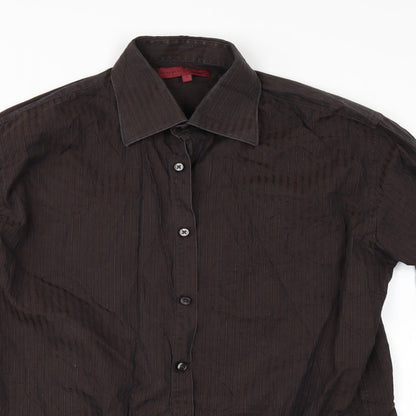 Mens UK Size S Debenhams Brown  Button-Up Long Sleeve Casual Shirt