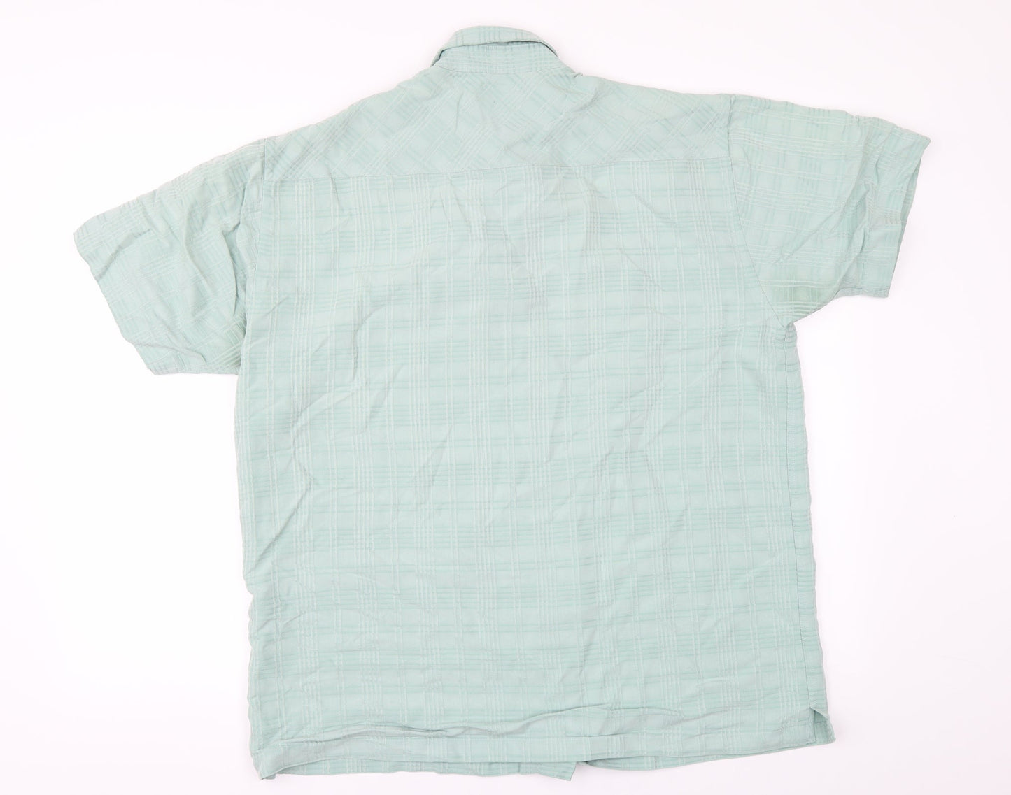 Mens UK Size M BHS Green  Button-Up Short Sleeve Casual Shirt
