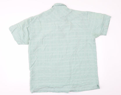 Mens UK Size M BHS Green  Button-Up Short Sleeve Casual Shirt