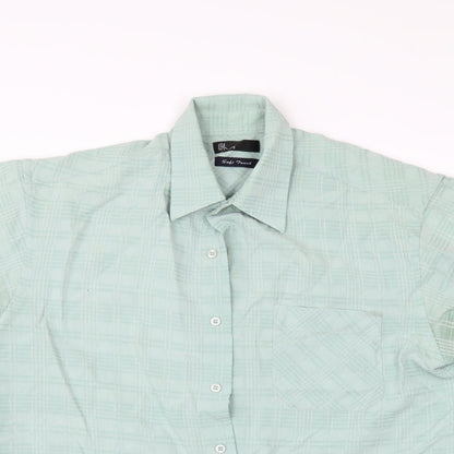 Mens UK Size M BHS Green  Button-Up Short Sleeve Casual Shirt
