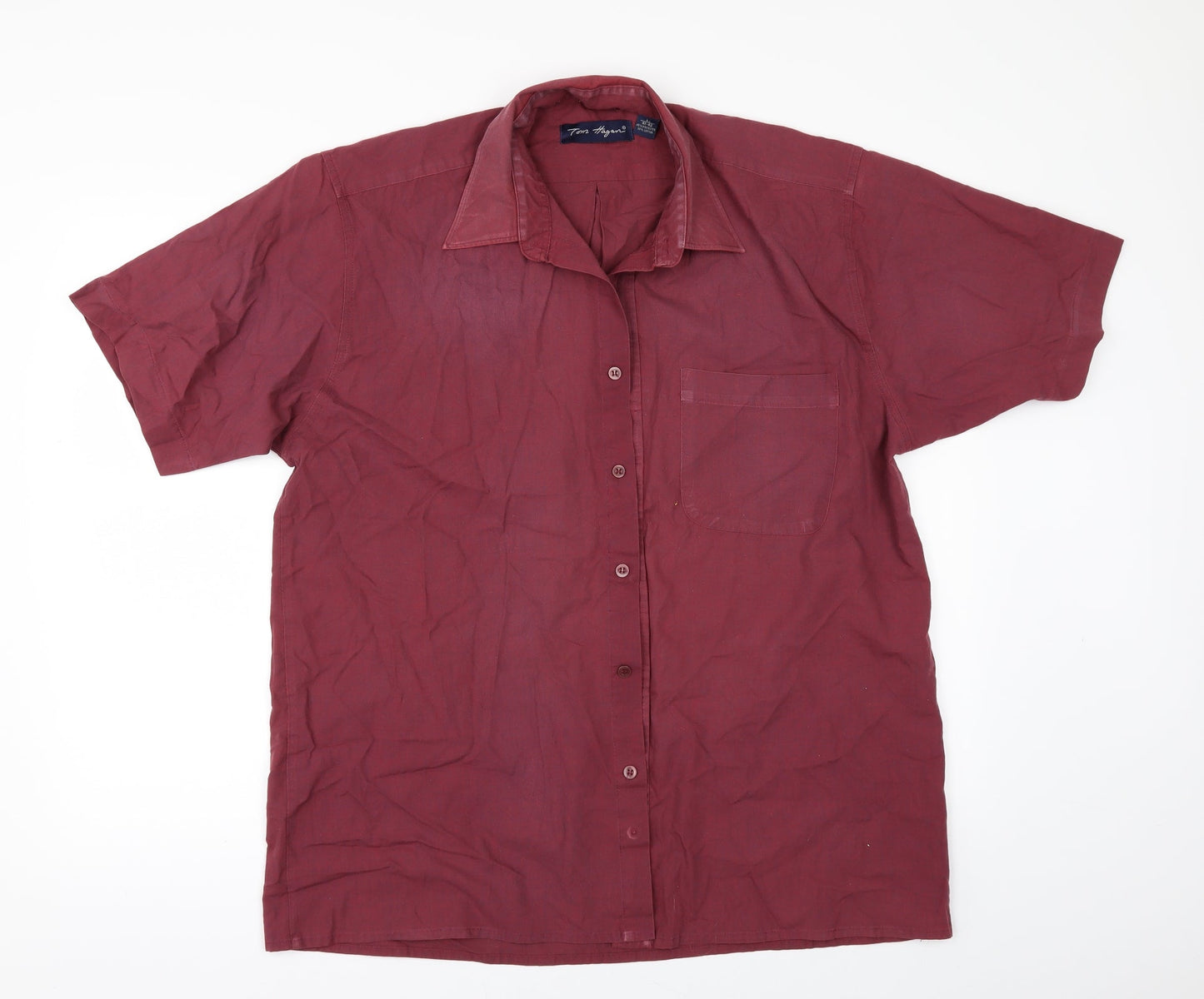 Tom Hagan Mens Red    Button-Up Size L