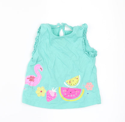 F&F Girls Green   Basic T-Shirt Size 9-12 Months