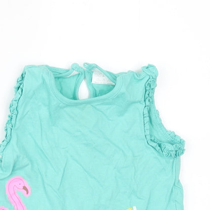 F&F Girls Green   Basic T-Shirt Size 9-12 Months