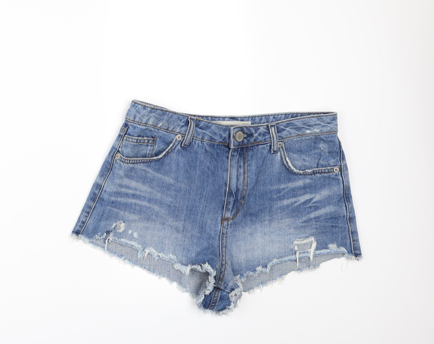 Topshop Womens Blue  Denim Cut-Off Shorts Size 30 in