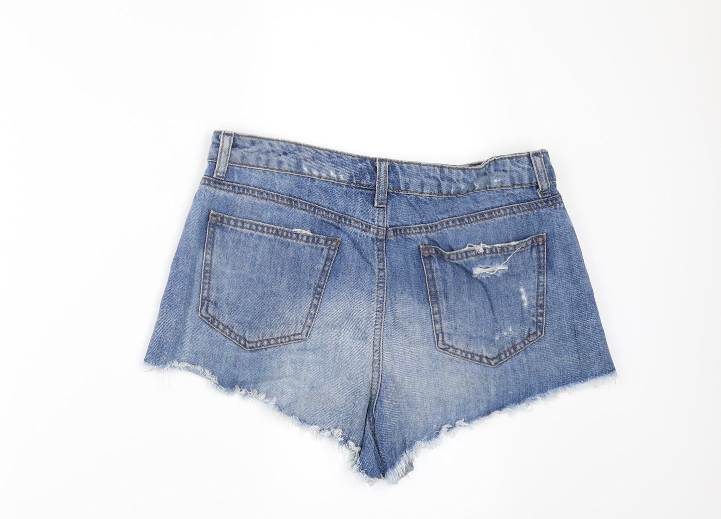 Topshop Womens Blue  Denim Cut-Off Shorts Size 30 in