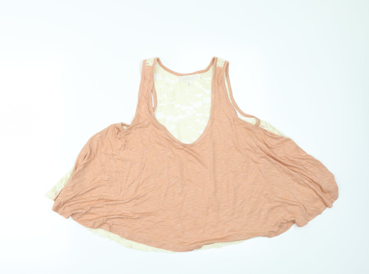 FOREVER 21 Womens Orange   Basic T-Shirt Size S  - lace back