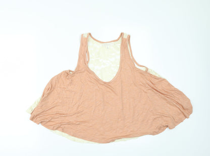 FOREVER 21 Womens Orange   Basic T-Shirt Size S  - lace back