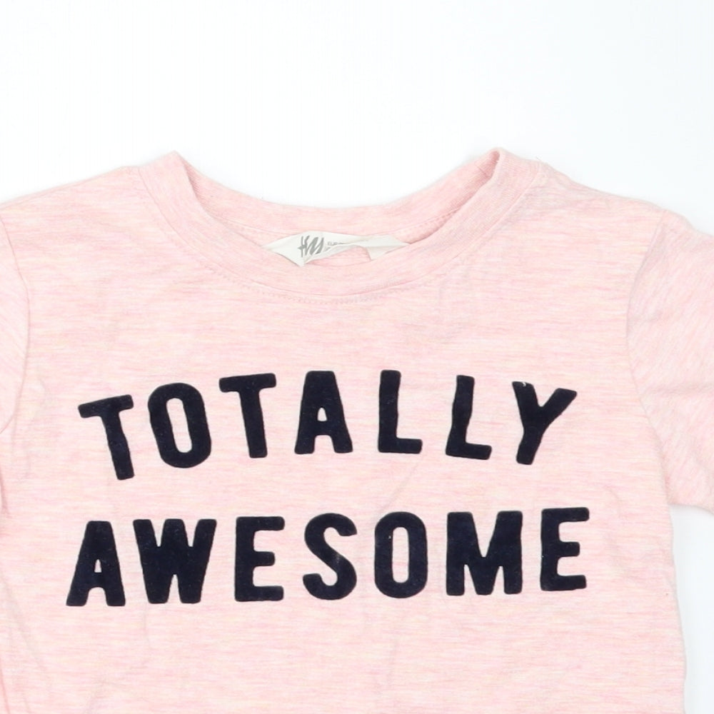H&M Girls Pink   Basic T-Shirt Size 3-4 Years  - Totally Awesome