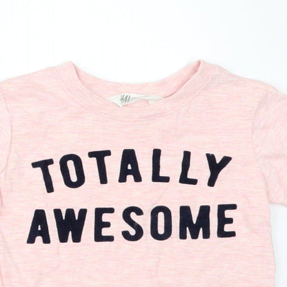 H&M Girls Pink   Basic T-Shirt Size 3-4 Years  - Totally Awesome