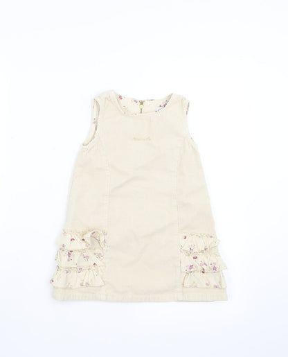 children Girls Beige  Corduroy Shift  Size 3 Years  - floral detail