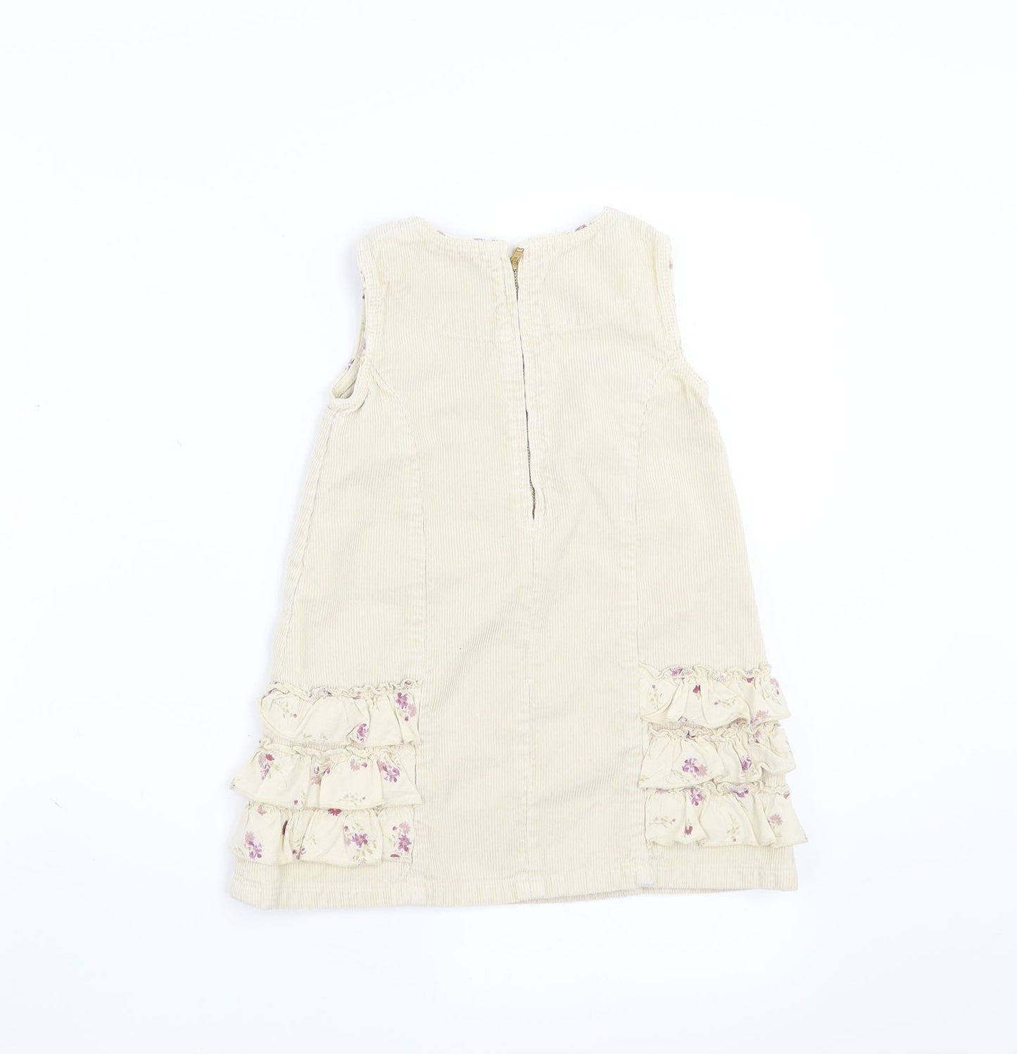 children Girls Beige  Corduroy Shift  Size 3 Years  - floral detail