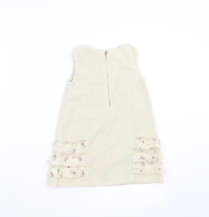 children Girls Beige  Corduroy Shift  Size 3 Years  - floral detail