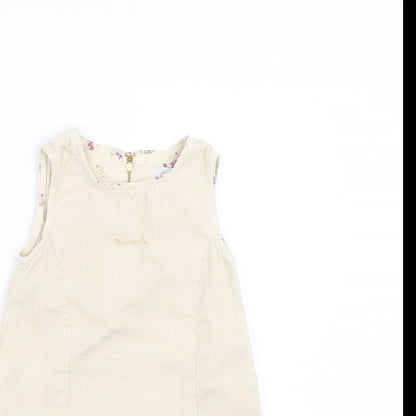 children Girls Beige  Corduroy Shift  Size 3 Years  - floral detail