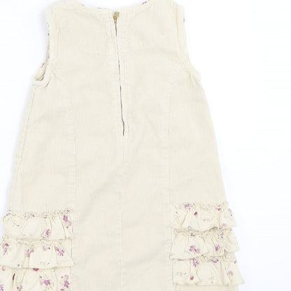 children Girls Beige  Corduroy Shift  Size 3 Years  - floral detail