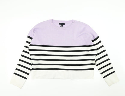 New Look Womens Purple Striped  Pullover Jumper Size L