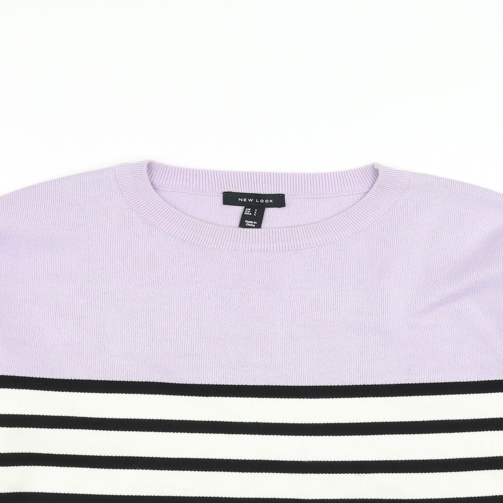 New Look Womens Purple Striped  Pullover Jumper Size L