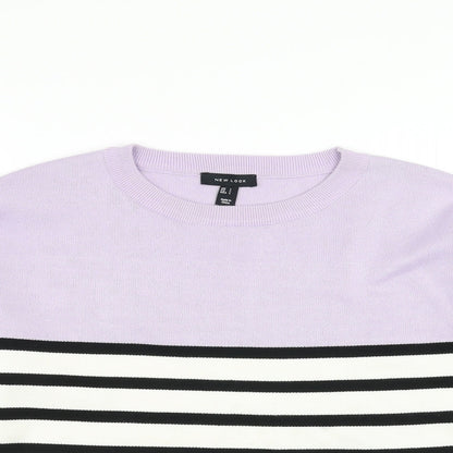 New Look Womens Purple Striped  Pullover Jumper Size L