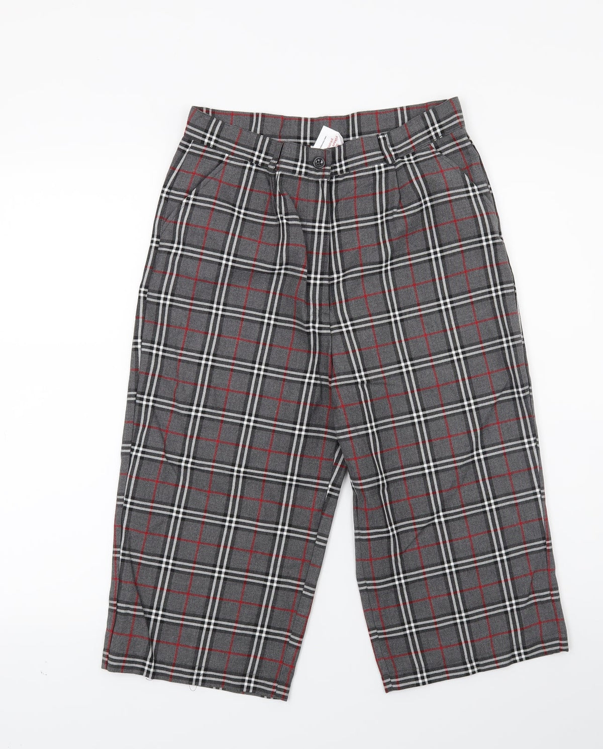 Cht Womens Grey Check  Cropped Trousers Size S