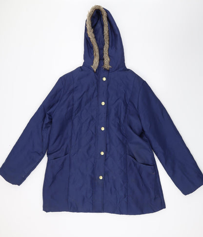 Womens UK Size M Anne De Lancay Blue Parka Coat