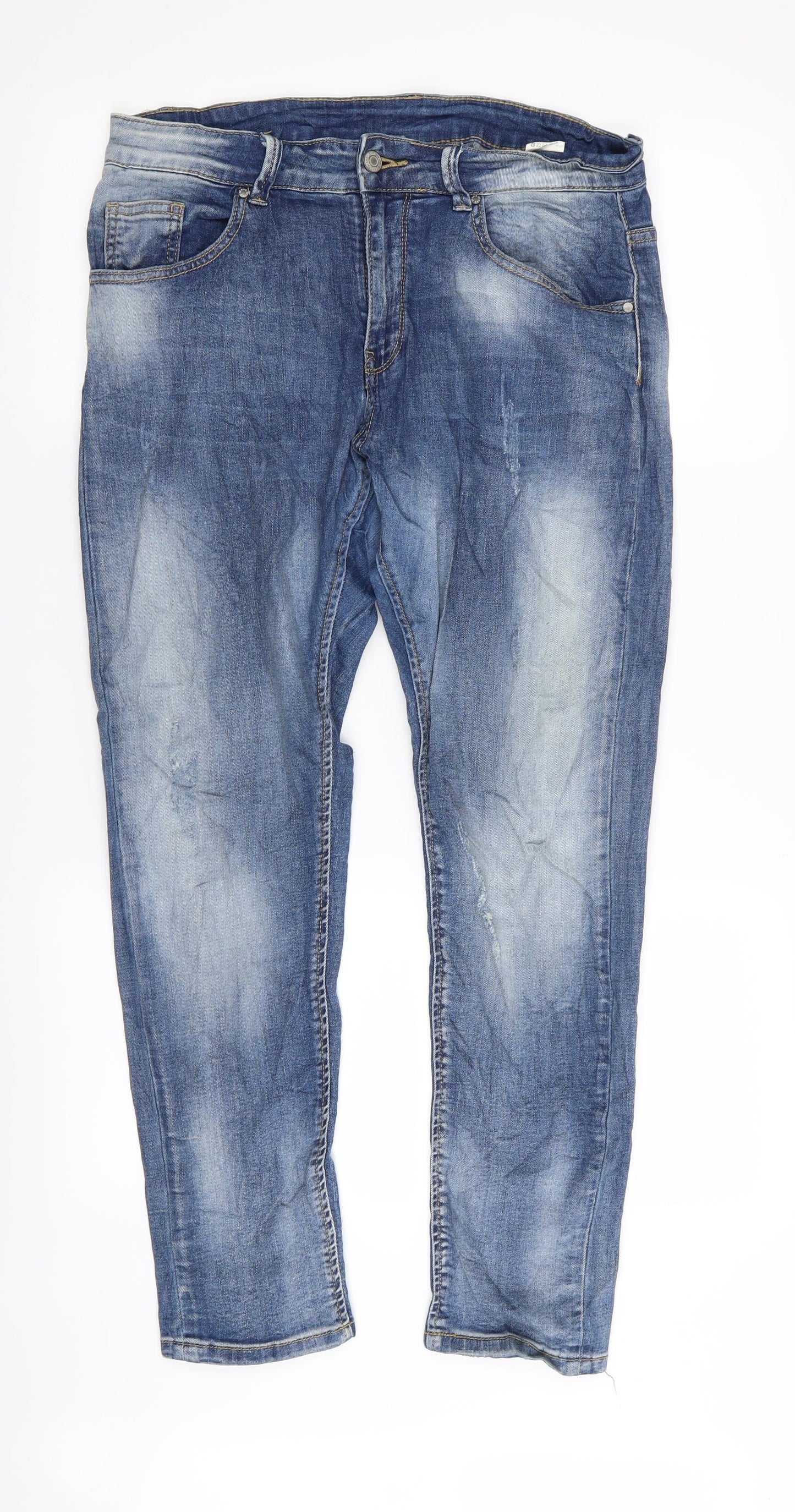 Mens UK Size S Preworn Regular Fit Skinny Blue Jeans