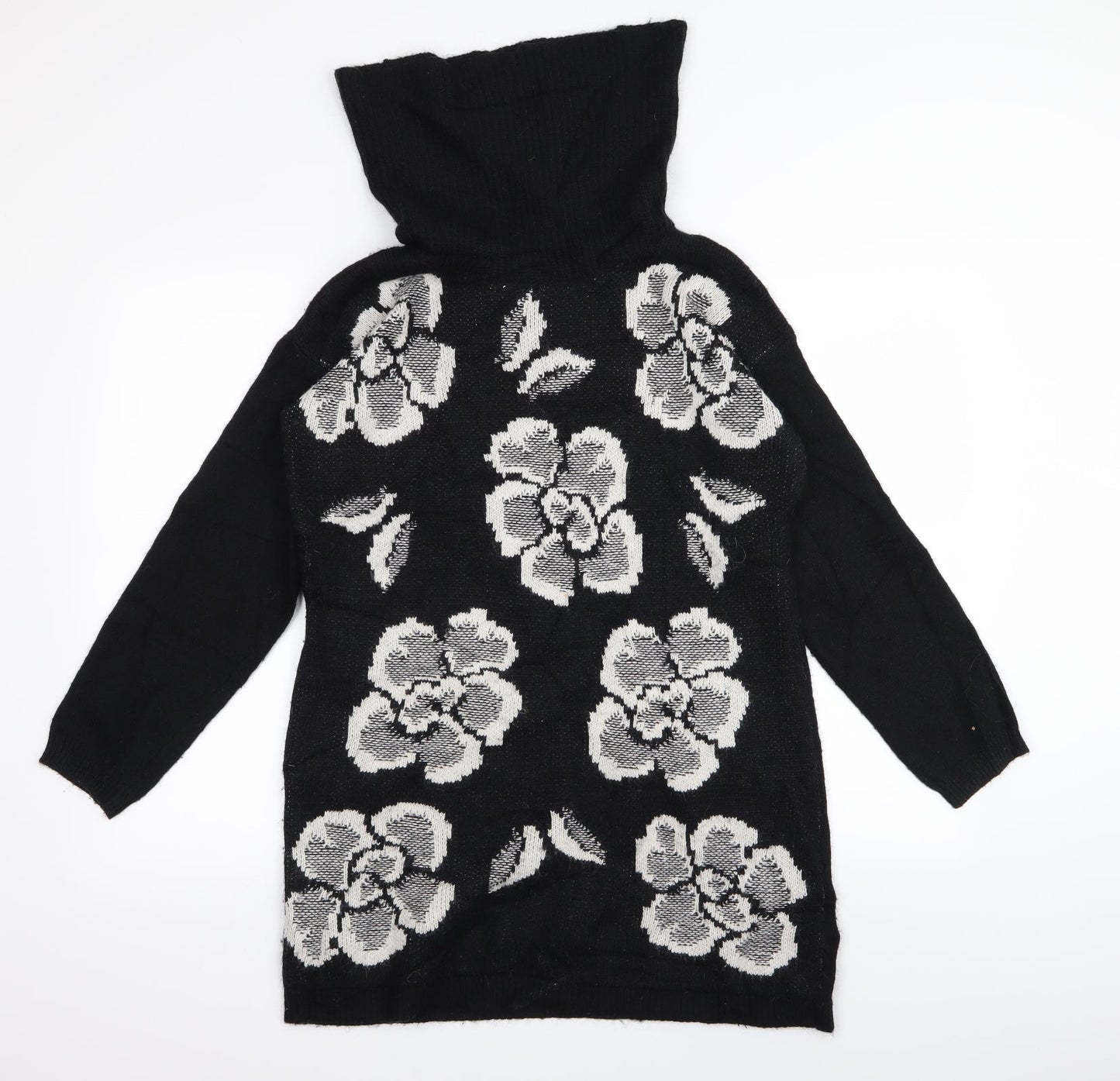 M&S Womens Black Floral  Jumper Dress