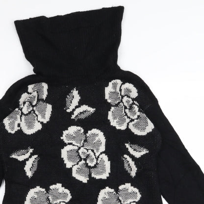 M&S Womens Black Floral  Jumper Dress