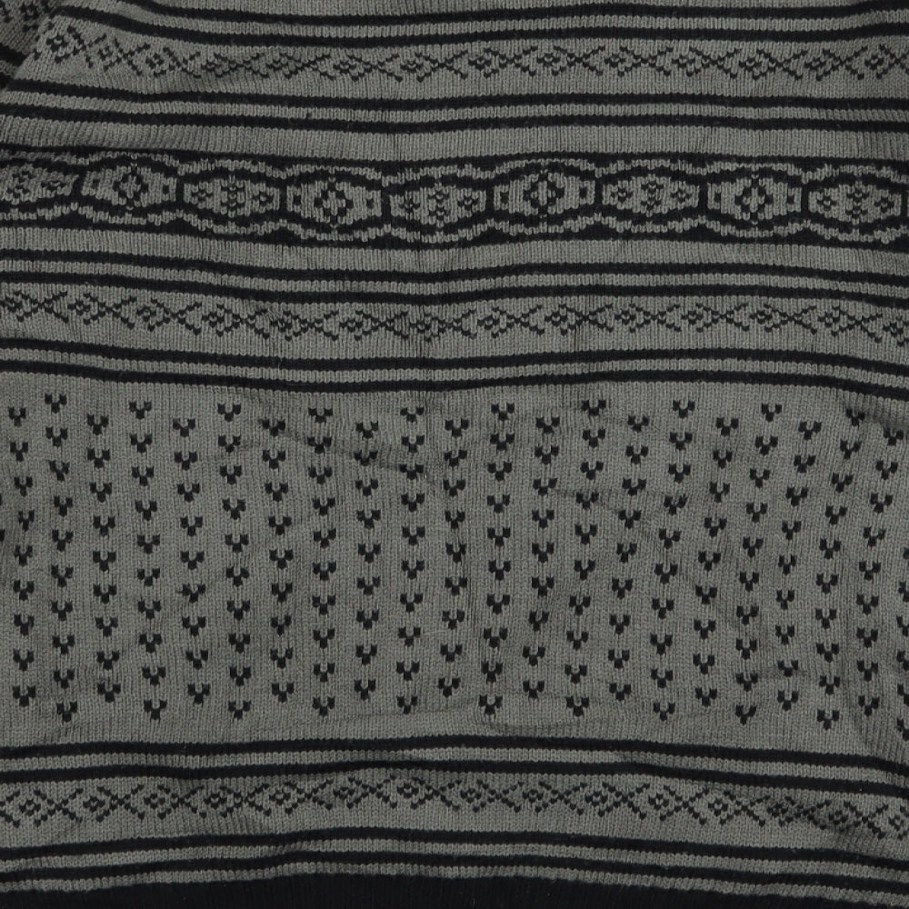 Soul Star Mens Green Geometric  Pullover Jumper Size XL