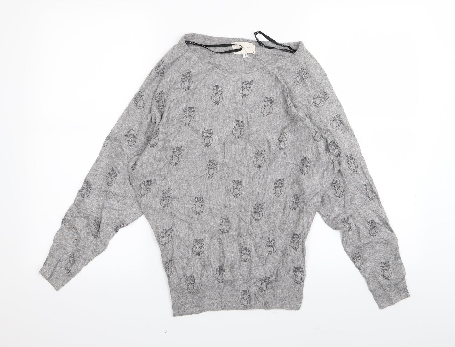Womens UK Size 8 New Look Grey Basic T-Shirt