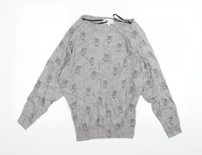Womens UK Size 8 New Look Grey Basic T-Shirt