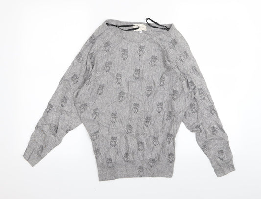 Womens UK Size 8 New Look Grey Basic T-Shirt