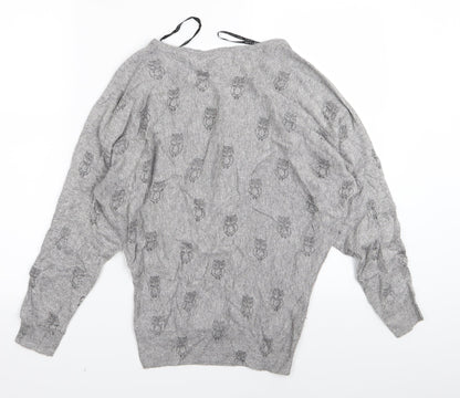 Womens UK Size 8 New Look Grey Basic T-Shirt